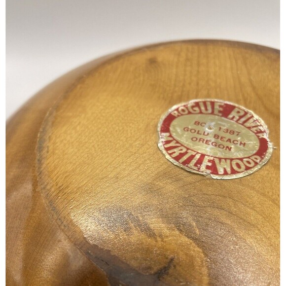 Vintage Oregon Myrtlewood Salad Serving Bowl 4" x 10" - Rogue River - Picture 4 of 4